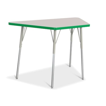 Jonti-Craft Berries Trapezoid Activity Tables, 24 in. x 48 in., A-height, Freckled Gray/Green/Gray 6438JCA119
